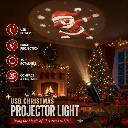Plug-&-Play HD Christmas Projector –  10 Festive Scenes