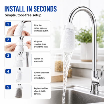 🚰 50 Pack Faucet Filter Cotton Bags – Cleaner Water, Less Splash, No Tools Needed