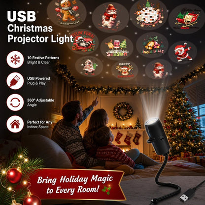 Plug-&-Play HD Christmas Projector –  10 Festive Scenes