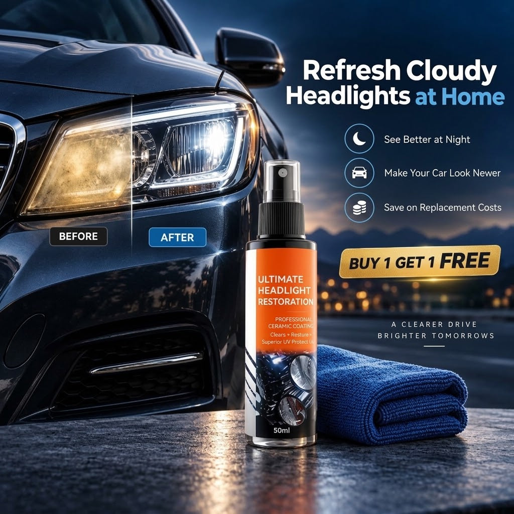 ⏳LAST DAY DEAL — BUY 1 GET 1 FREE!  – Professional Headlight Restoration Spray Kit🔥