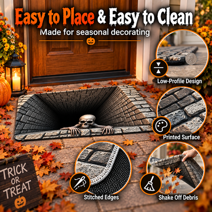 Hot sales🔥Halloween Front Door Mat – Festive 3D Visual Skull