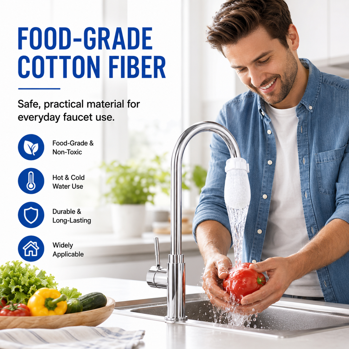 🚰 50 Pack Faucet Filter Cotton Bags – Cleaner Water, Less Splash, No Tools Needed