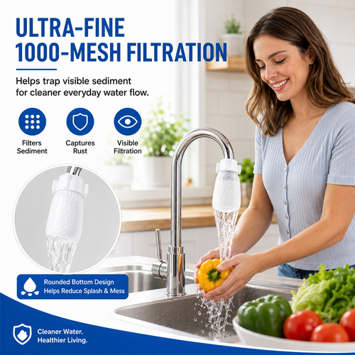 🚰 50 Pack Faucet Filter Cotton Bags – Cleaner Water, Less Splash, No Tools Needed