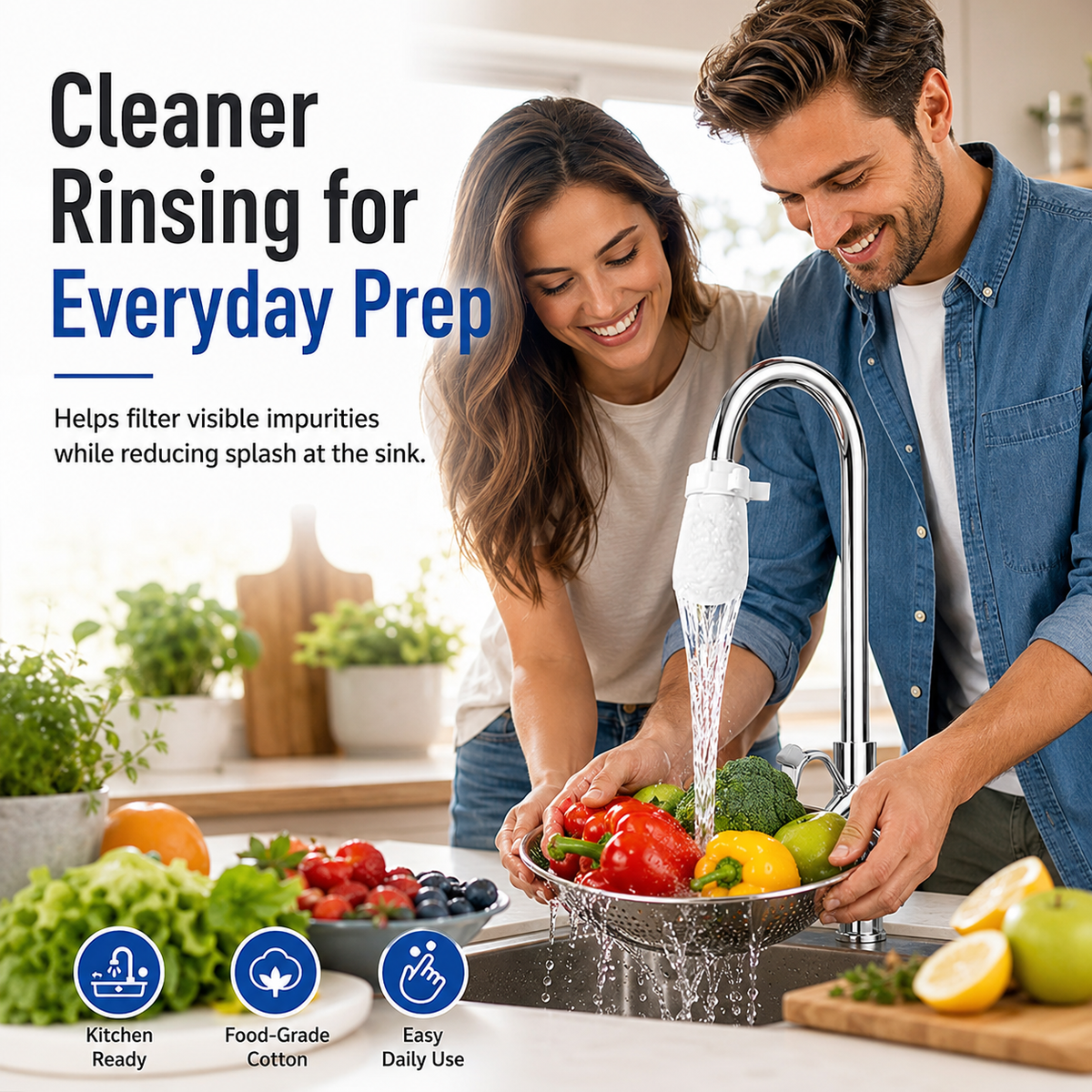 🚰 50 Pack Faucet Filter Cotton Bags – Cleaner Water, Less Splash, No Tools Needed